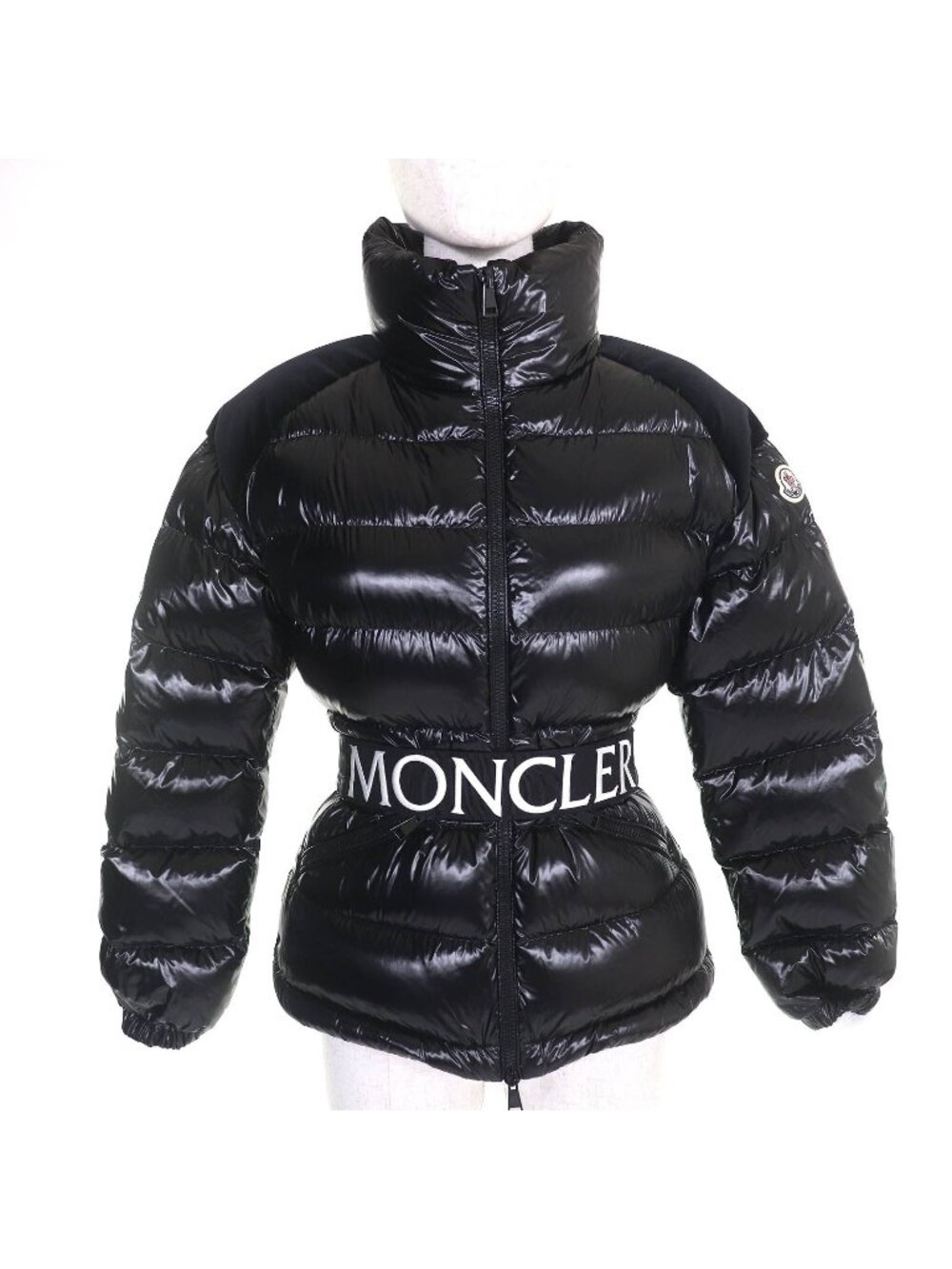 Moncler Celepine Logo Patch Belt Zipup Down Jacket Black 00